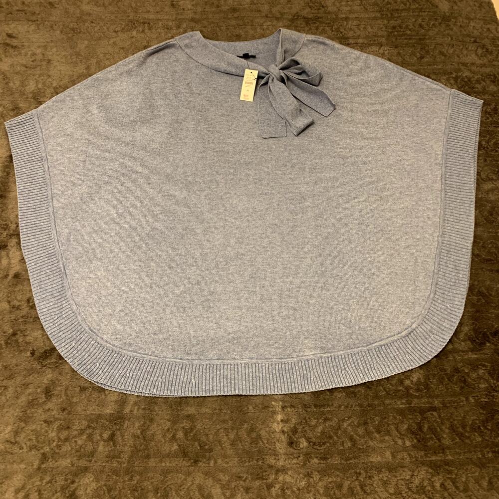 Talbots Light Heather Blue Sweater Poncho/Cape Size M NWT